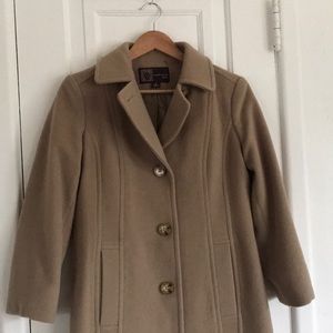 Ann Klein Camel Cashmere Wool Trench PeaCoat